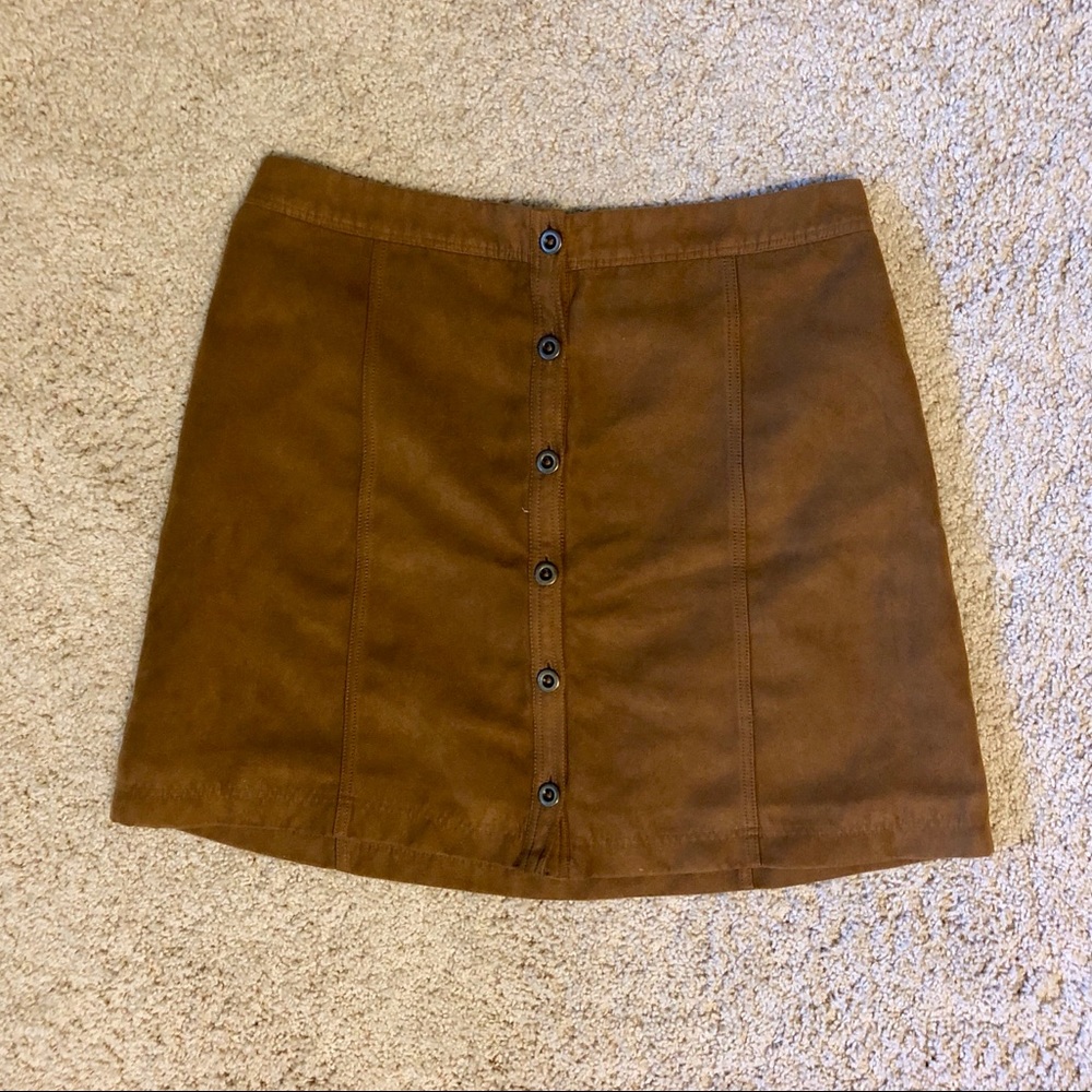 Hollister Brown Faux Suede Button-down Skirt 7
